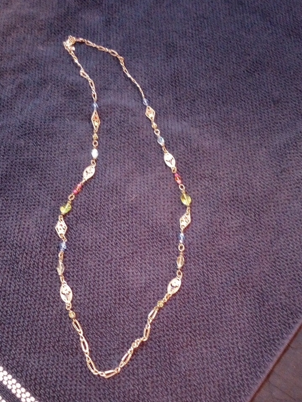 Brighton Silver-Tone Multicolor Bead Station Necklace - Blue Green Pink Yellow - Picture 2 of 8